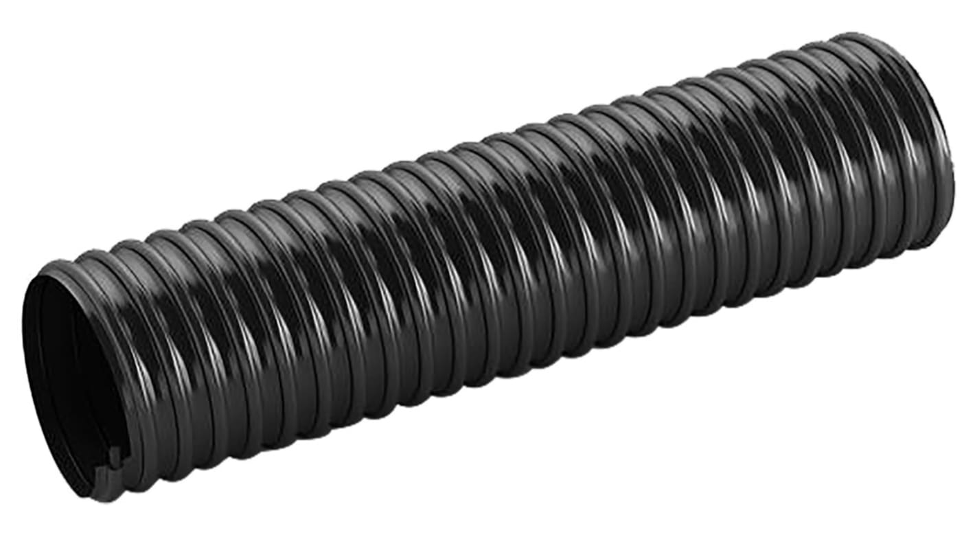 Contitech Black PVC Reinforced Flexible Ducting, 30m, 12mm Bend Radius