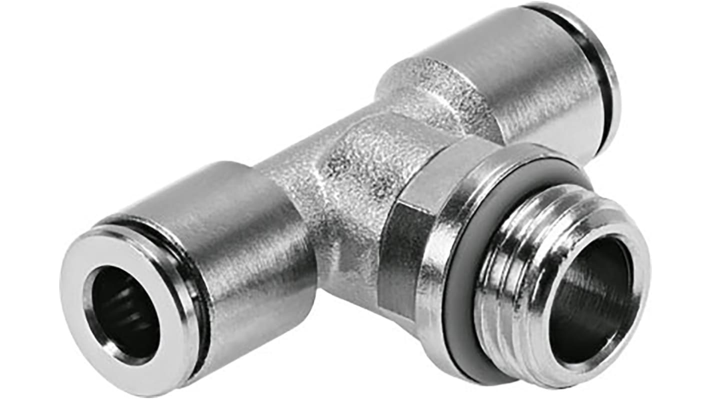Festo NPQH 578396 8-mm-Steckanschluss x 8-mm-Steckanschluss T-Gewindeadapter, Gewinde-zu-Rohr, Messing, G1/4 Stecker,
