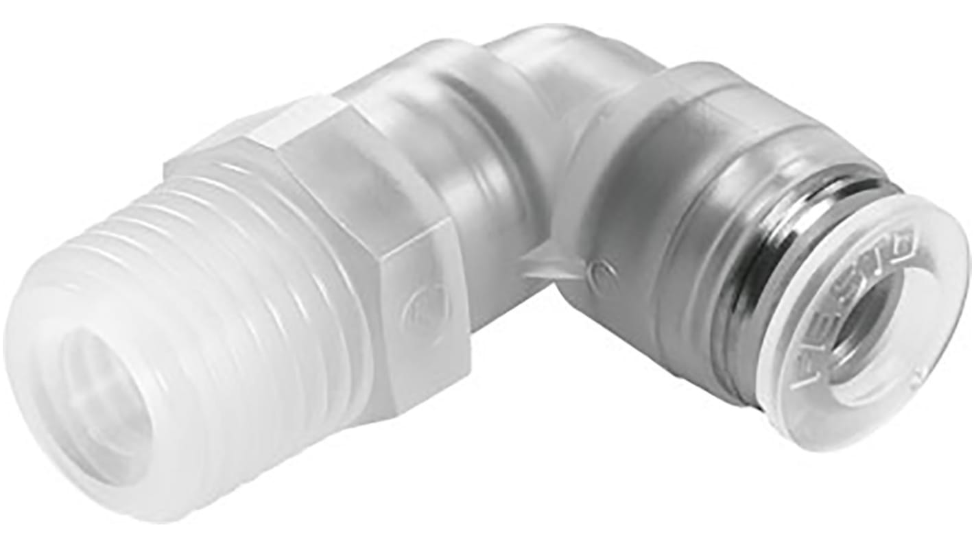 Festo NPQP Series Elbow Threaded Adaptor, R 3/8 Male to Push In 10 mm, Threaded-to-Tube Connection Style, 133058