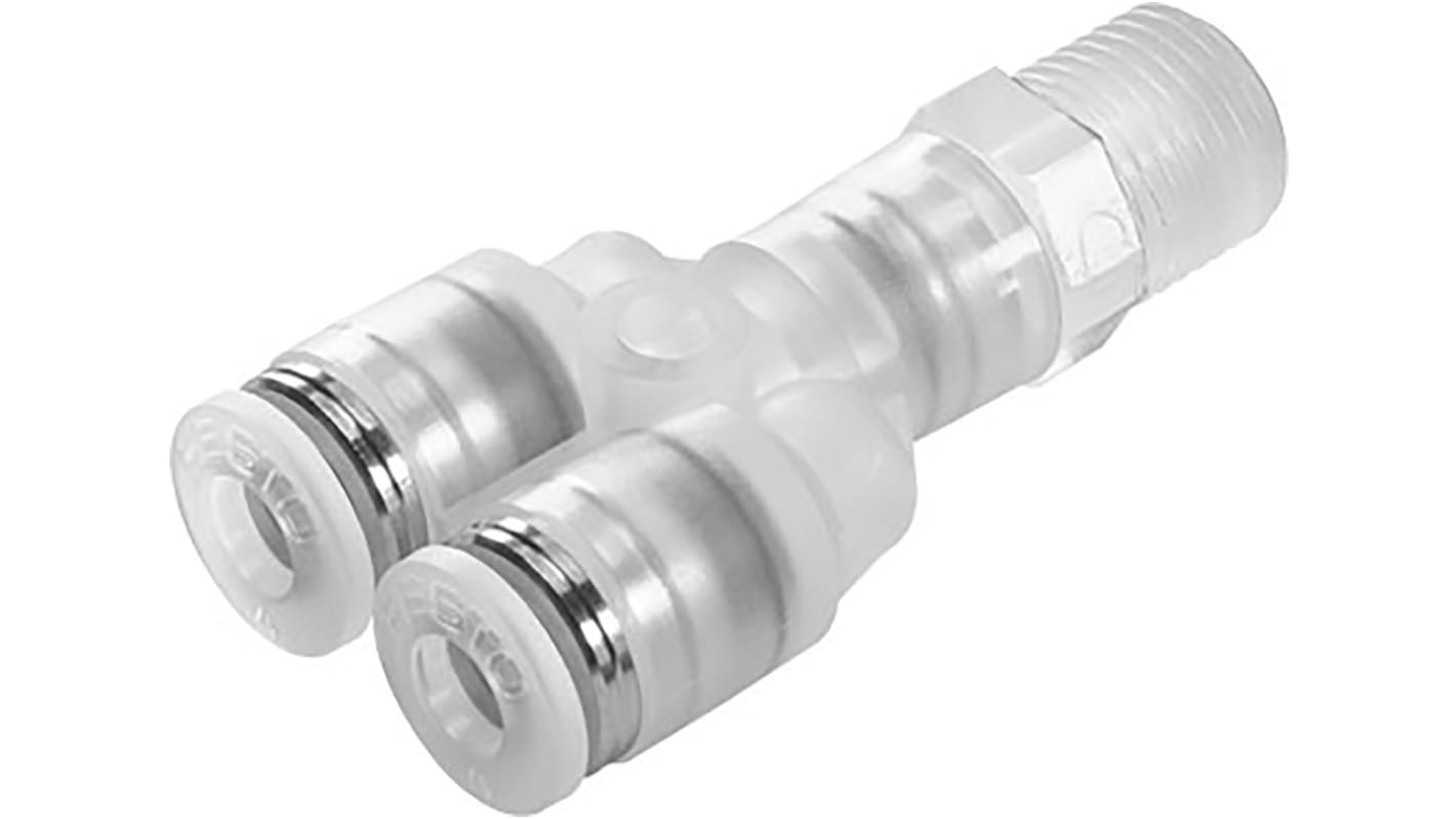 Festo Double Y Threaded-to Tube Adaptor, Push In 4 mm to Push In 4 mm, Threaded-to-Tube Connection Style, 133082