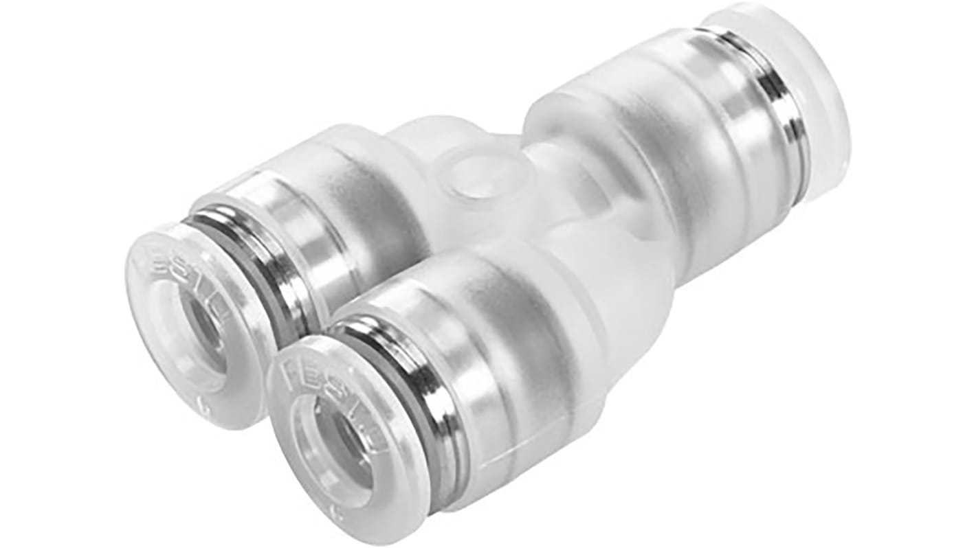 Festo NPQP Series Y Tube-to-Tube Adaptor, Push In 8 mm to Push In 8 mm, Tube-to-Tube Connection Style, 133121