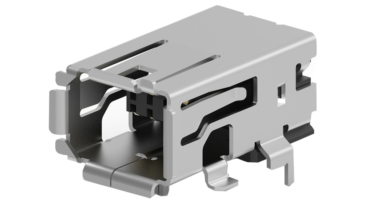 TE Connectivity Surface Mount Right Angle Mini I/O Connector Female, 8 Way, Shielded