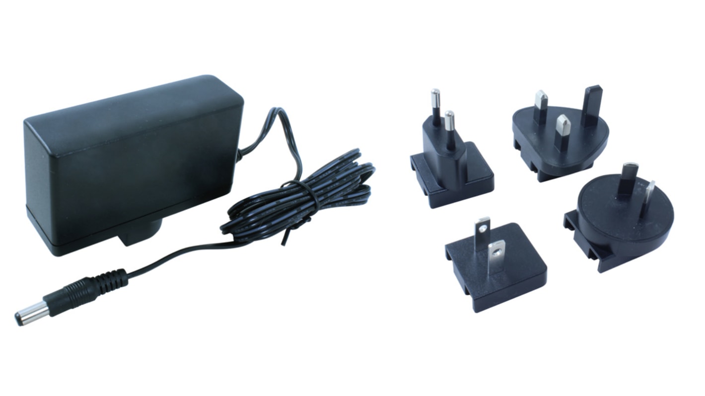 Adaptateur AC/DC 24V c.c., 750mA, 18W, Fiche mâle universelle