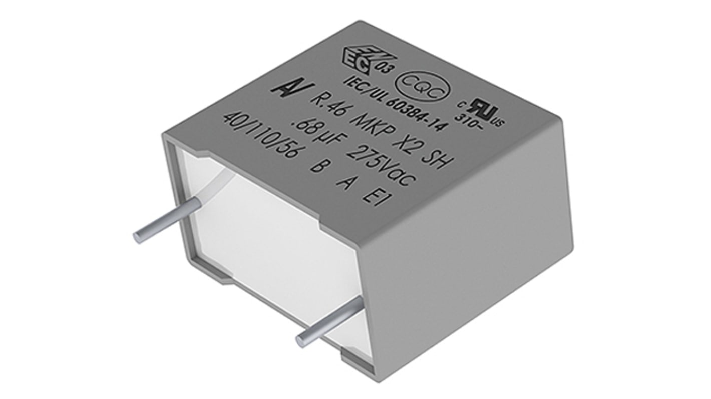 Condensador de película KEMET, 100nF, ±20%, 275V ac, Montaje en orificio pasante