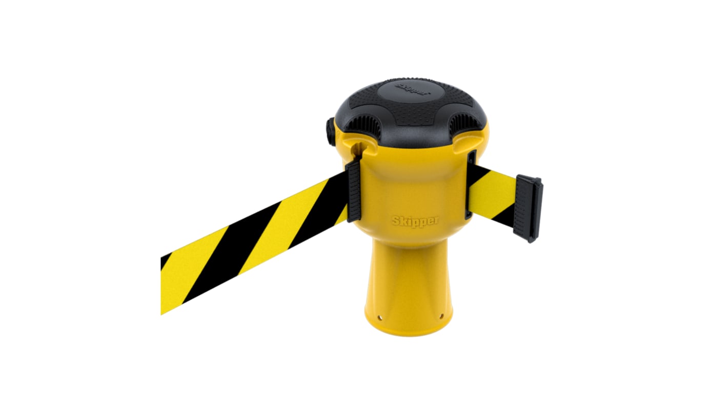 Skipper Black & Yellow Retractable Barrier, 9m, Yellow/Black Tape