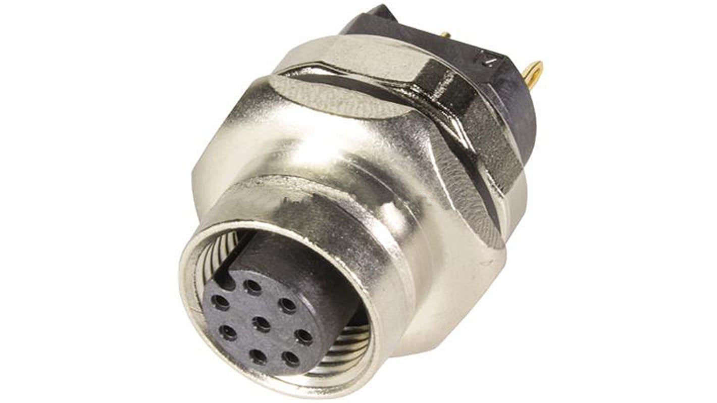 Connecteur circulaire HARTING, M12, 8 contacts, Montage sur CI, raccordement A souder