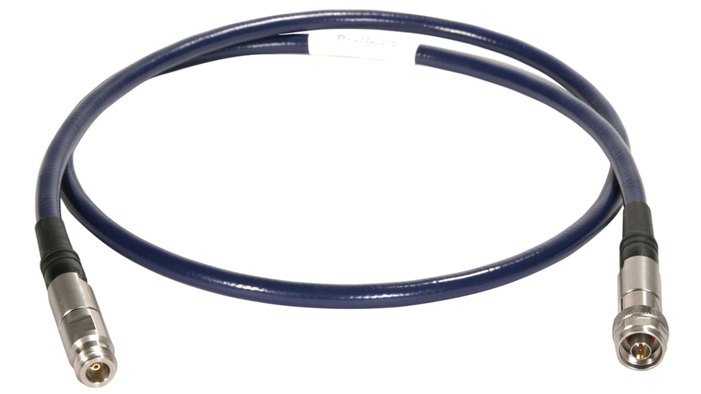 Cable coaxial RF Huber+Suhner, 50 Ω, con. A: Tipo N, Macho, con. B: Tipo N, Hembra, long. 3m, funda de TPU Azul