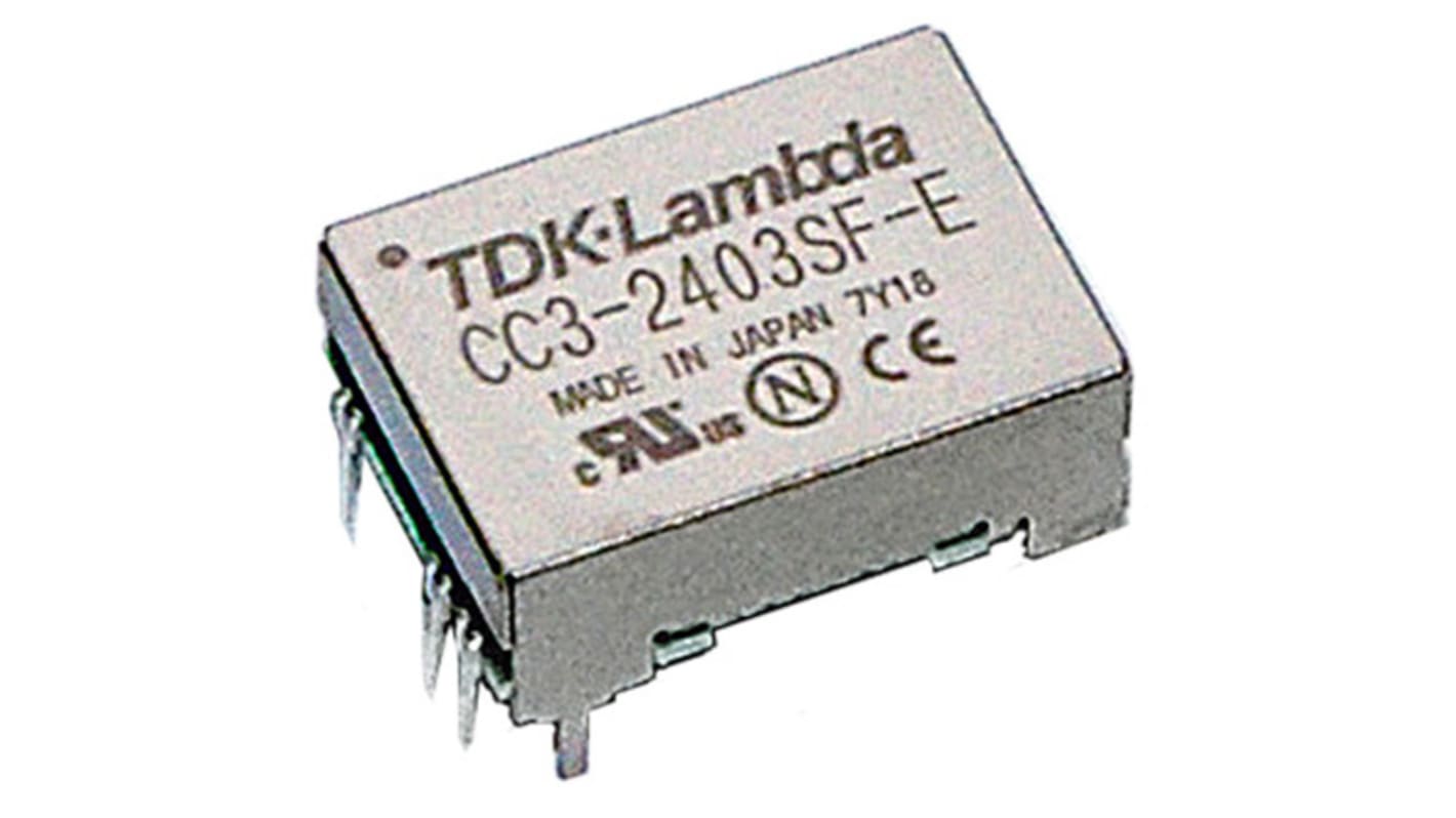 TDK-Lambda CC-E DC-DC Converter, 5V dc/ 600mA Output, 9 → 18 V dc Input, 3W, Through Hole, +85°C Max Temp -40°C