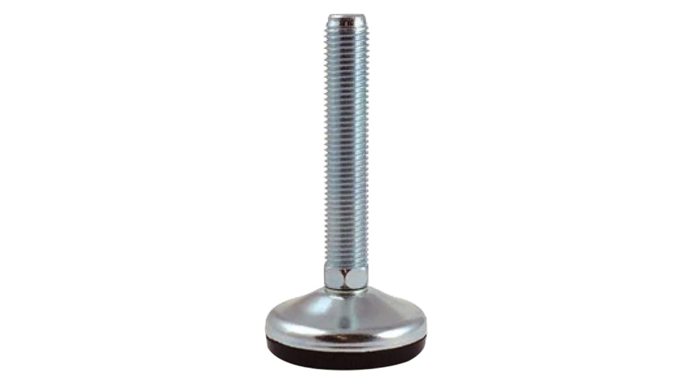 Pie ajustable RS PRO con almohadilla de Caucho de Ø 80mm, rosca M12 x 125mm, carga máx. 1000kg, ángulo 10°