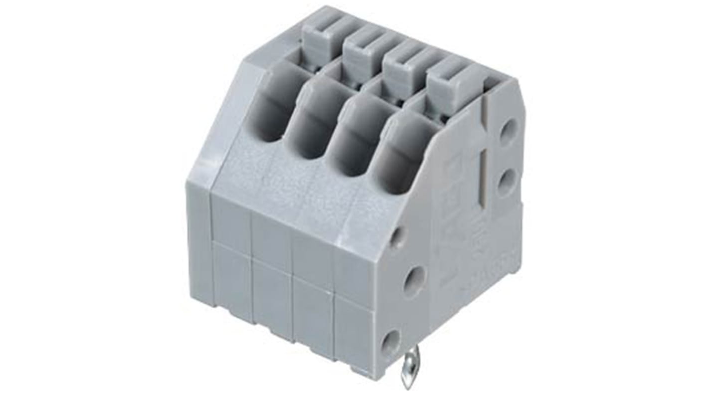 WAGO 250 Series PCB Terminal Strip, 4-Pole, Female, 4-Way, PCB Mount, 2 (CSA) A, 4 (IEC/EN 60664-1) A, 5 (UL) A