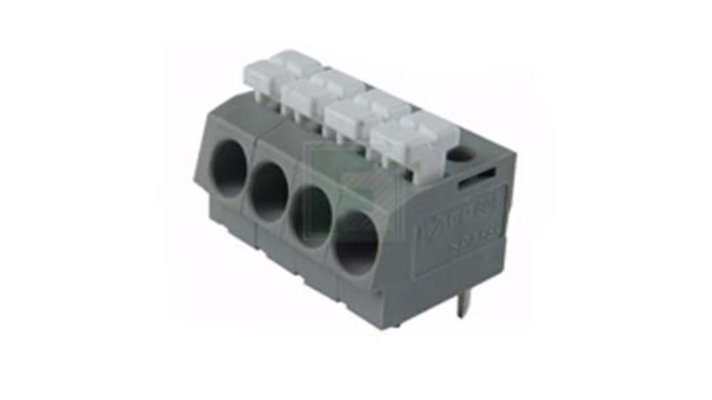 WAGO 804 Series PCB Terminal Strip, 4-Pole, Female, 4-Way, PCB Mount, 10 (UL/CSA) A, 24 (IEC/EN 60664-1) A
