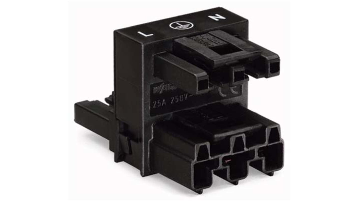WAGO 770 Series WINSTA MINI H Distribution Connector, 3-Pole, Female, Male, 3-Way, Cable Mount, 25A