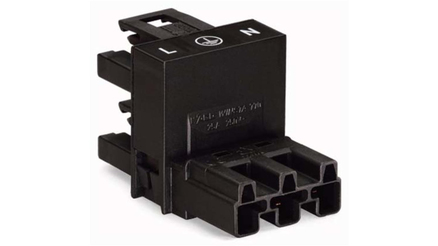 WAGO 770 Series WINSTA MINI H Distribution Connector, 3-Pole, Female, Male, 3-Way, Cable Mount, 25A