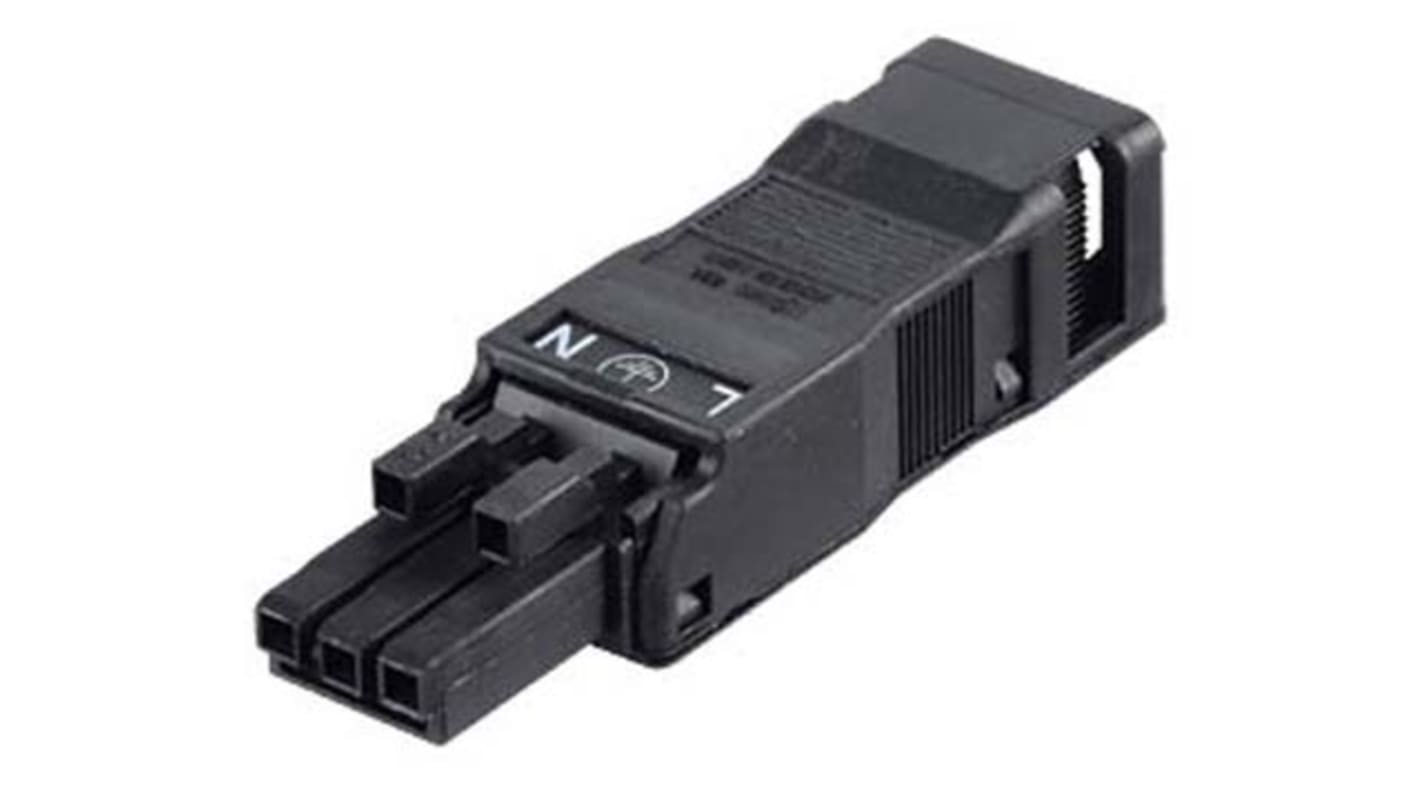 WAGO 890 Series WINSTA MINI Socket, 3-Pole, Female, 3-Way, Cable Mount, 16A, IP40
