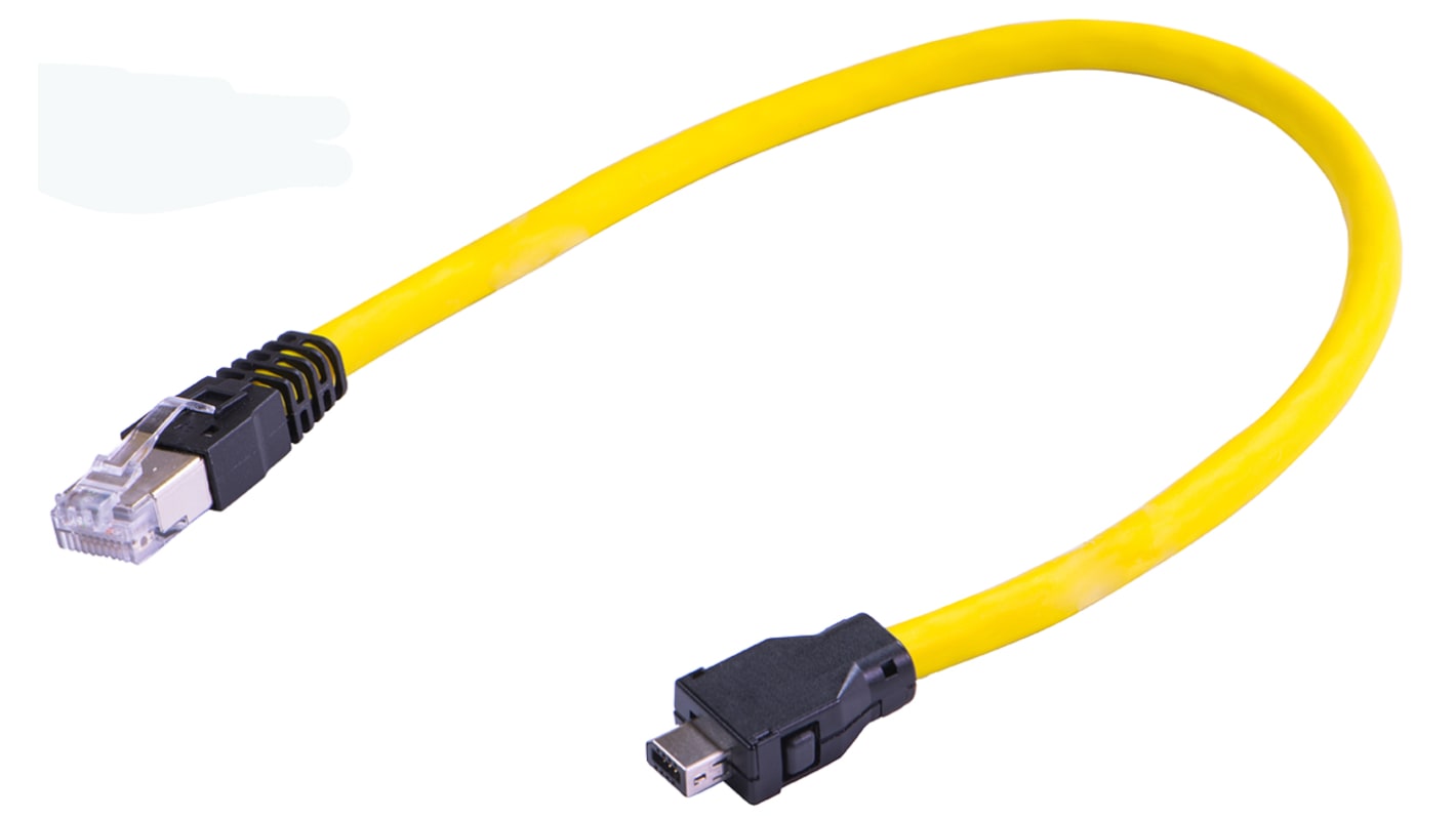 Harting Cat6a Male ix Industrial to Male RJ45 Ethernet Cable, Yellow PVC Sheath, 1.5m