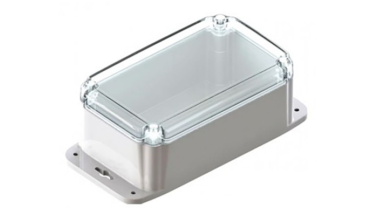 CAMDENBOSS 72 Series Grey Polycarbonate Enclosure, IP66, Flanged, Transparent Lid, 193.8 x 117.6 x 78.5mm