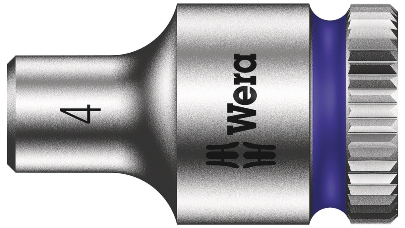 Wera 1/4 in Drive 4mm Standard Socket, 6 point, 23 mm Overall Length