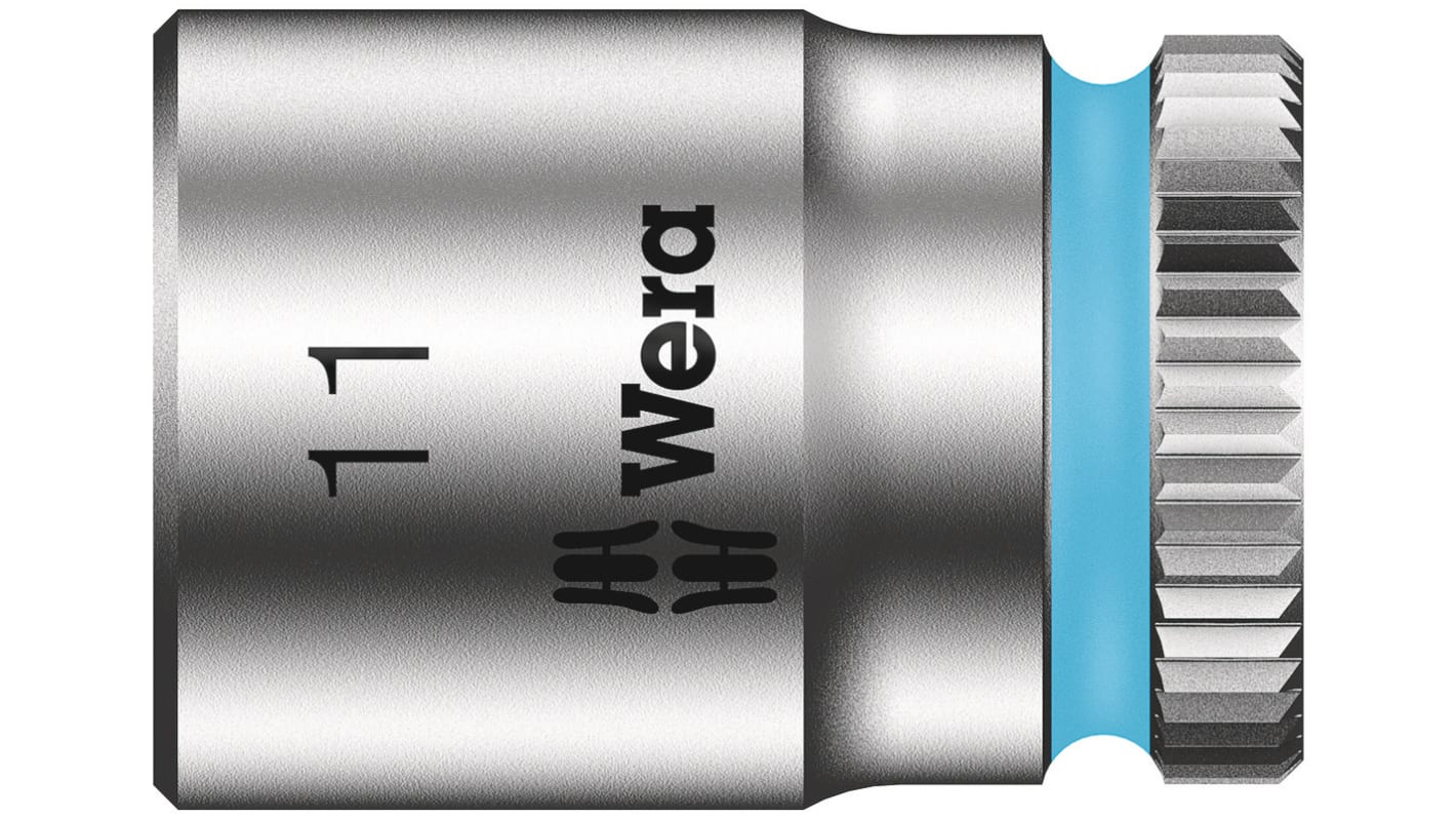 Wera 1/4 in Drive 11mm Standard Socket, 6 point, 23 mm Overall Length