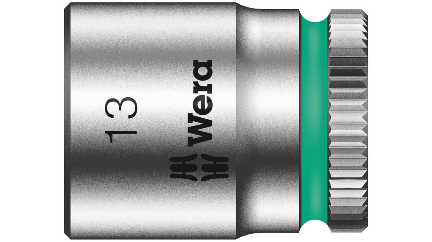 Wera 1/4 in Drive 13mm Standard Socket, 6 point, 23 mm Overall Length