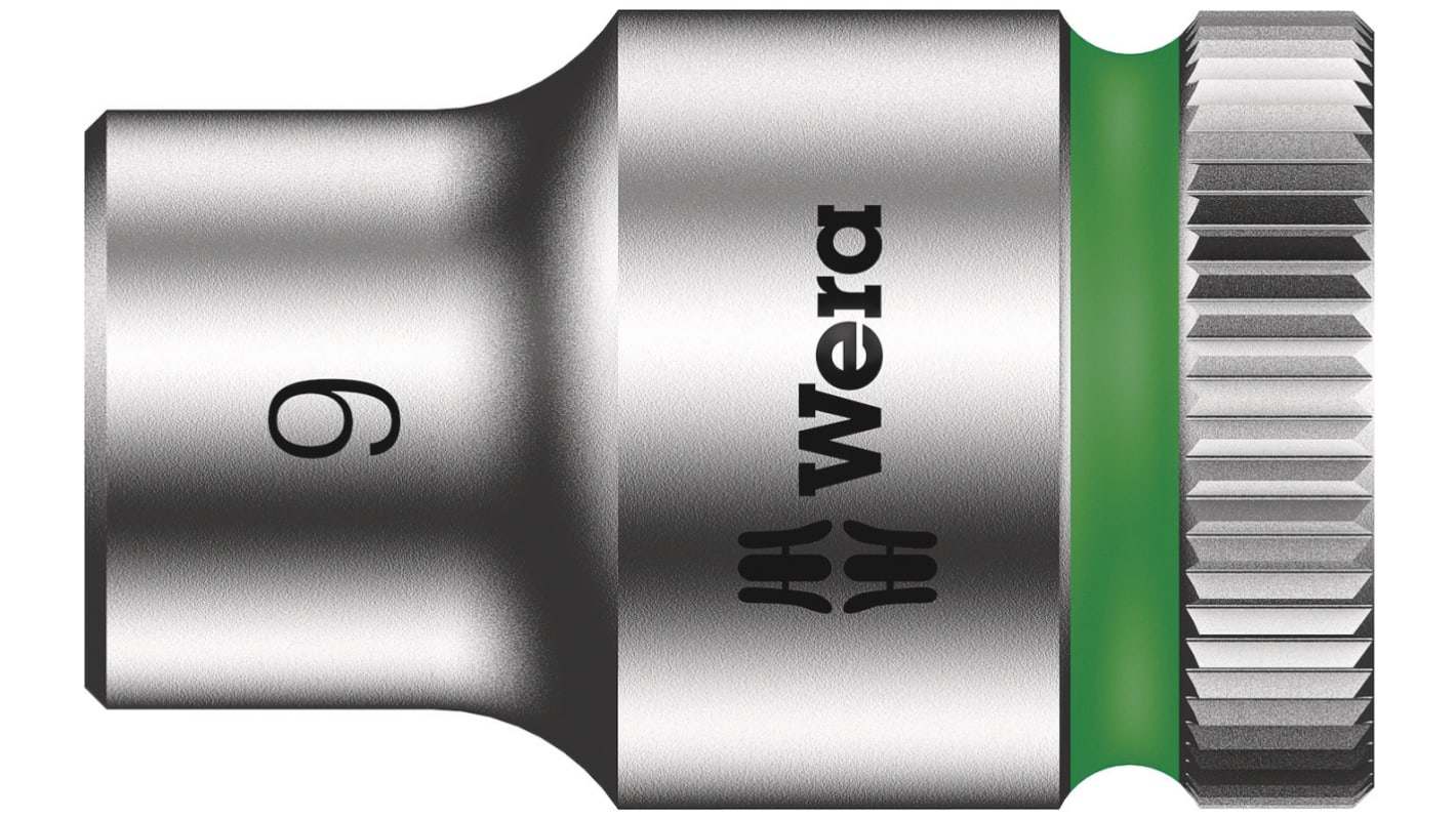 Wera 3/8 in Drive 9mm Standard Socket, 6 point, 29 mm Overall Length