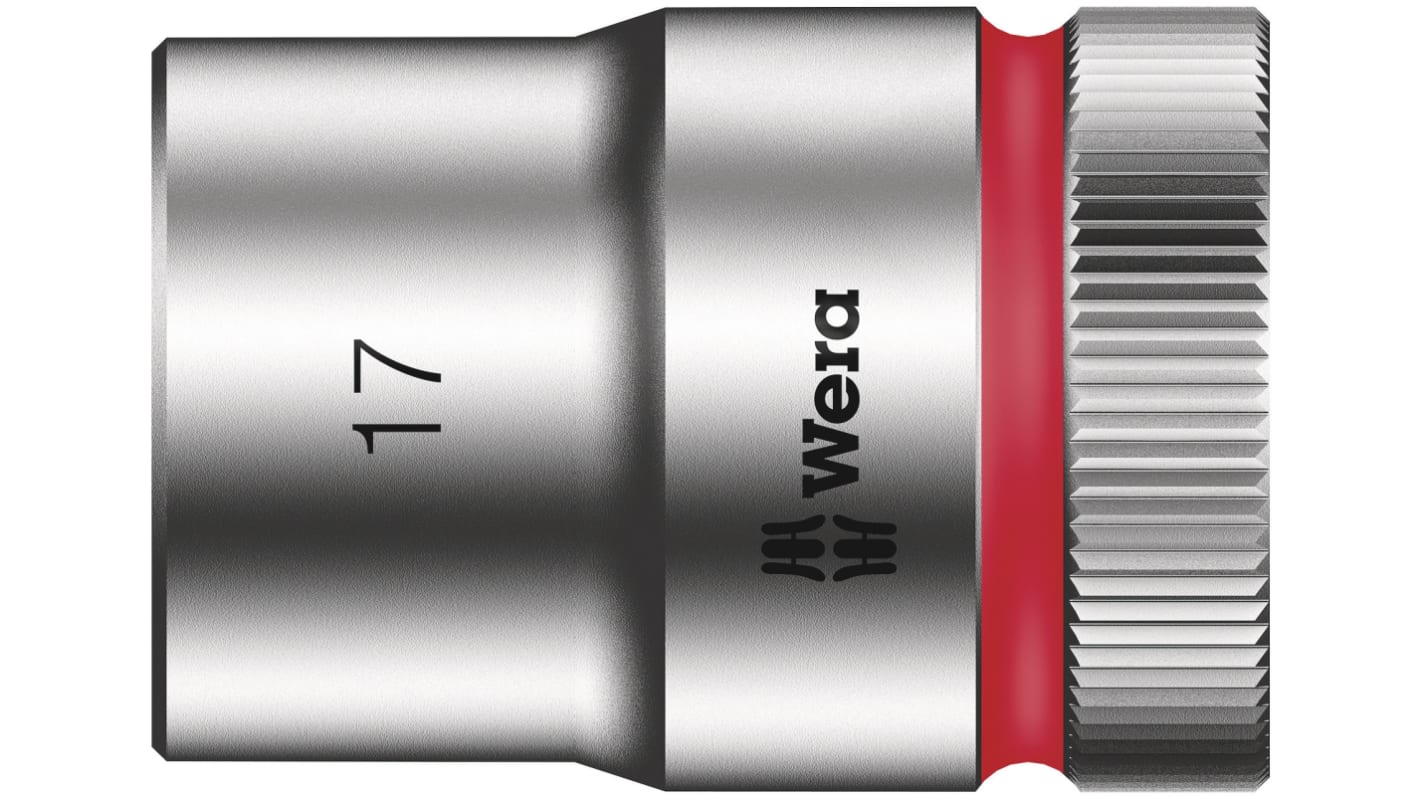 Wera 1/2 in Drive 17mm Standard Socket, 6 point, 37 mm Overall Length