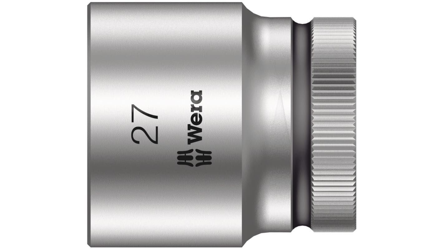 Wera 27mm公制六角标准套筒, 1/2 in驱动头, 40 mm总长, 铬钒制