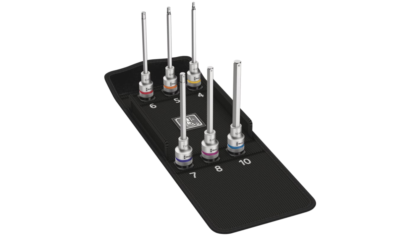 Wera 6-Piece Metric 1/2 in Bit Socket Set, Hex Bit