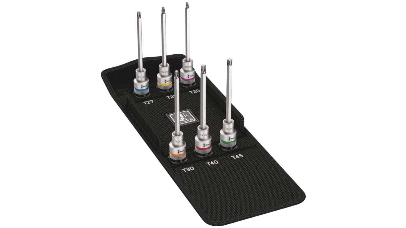 Wera 6-Piece 1/2 in Bit Socket Set, Torx Bit