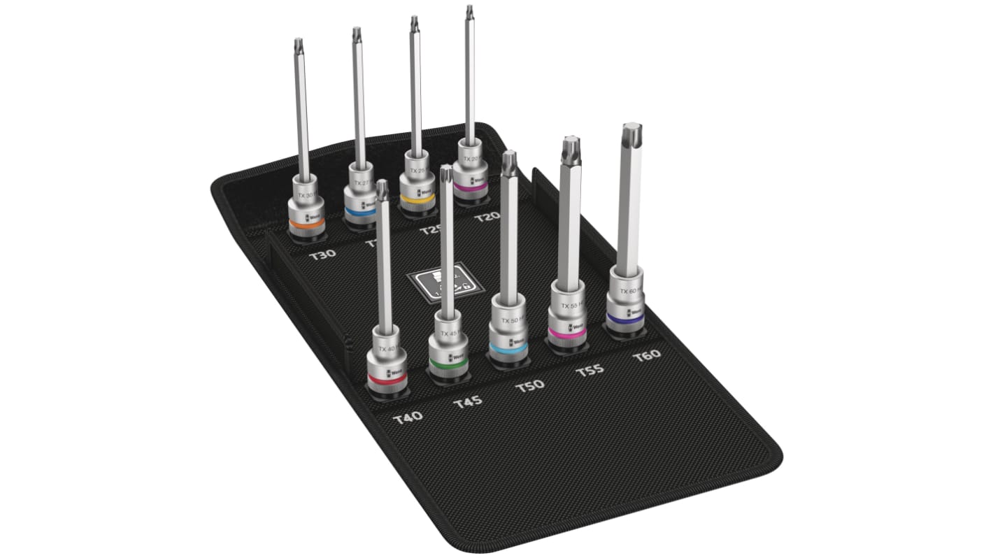 Wera 9-Piece 1/2 in Bit Socket Set, Torx Bit