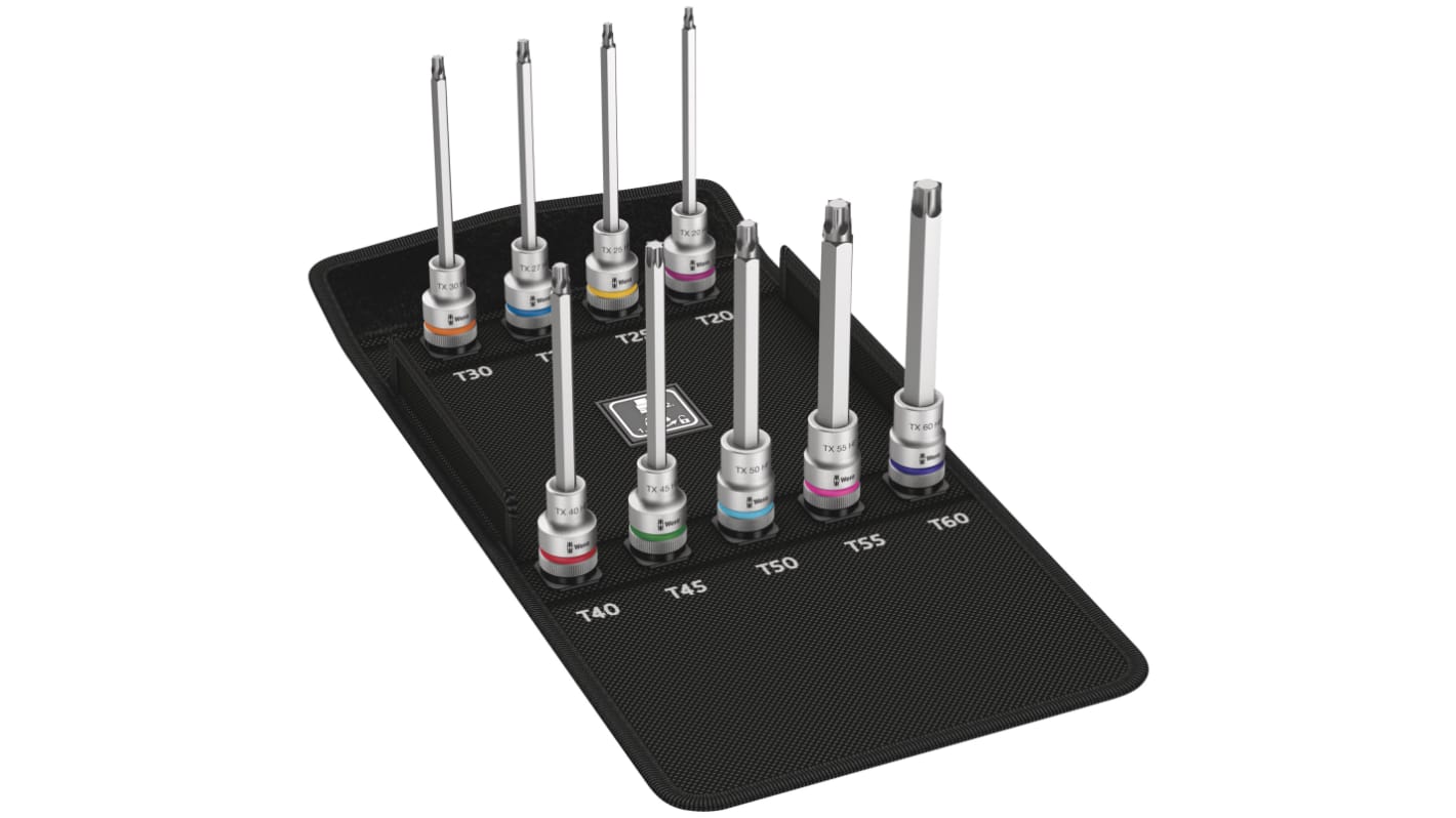 Wera 9-Piece 1/2 in Bit Socket Set , Torx Bit