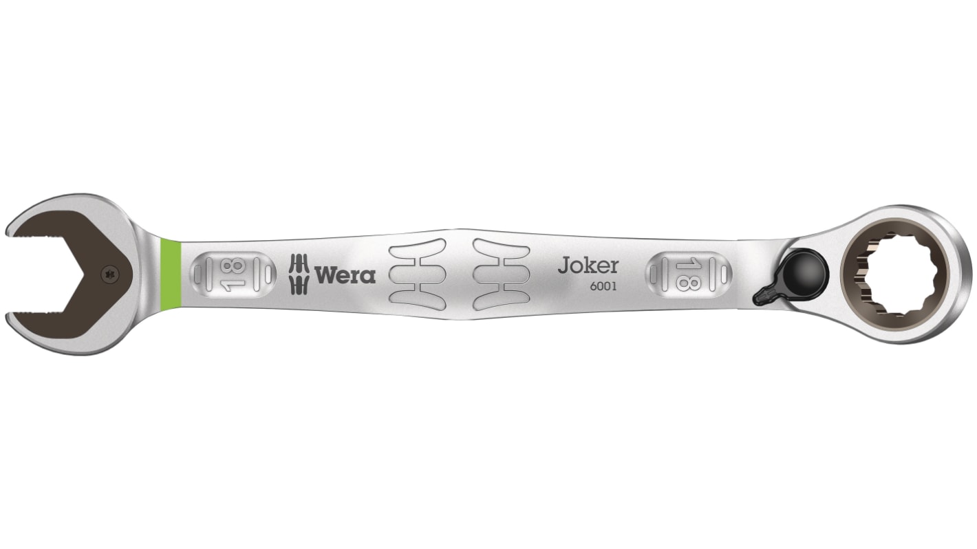 Wera Joker Series Combination Ratchet Spanner, 18mm, Metric, Double Ended, 234 mm Overall