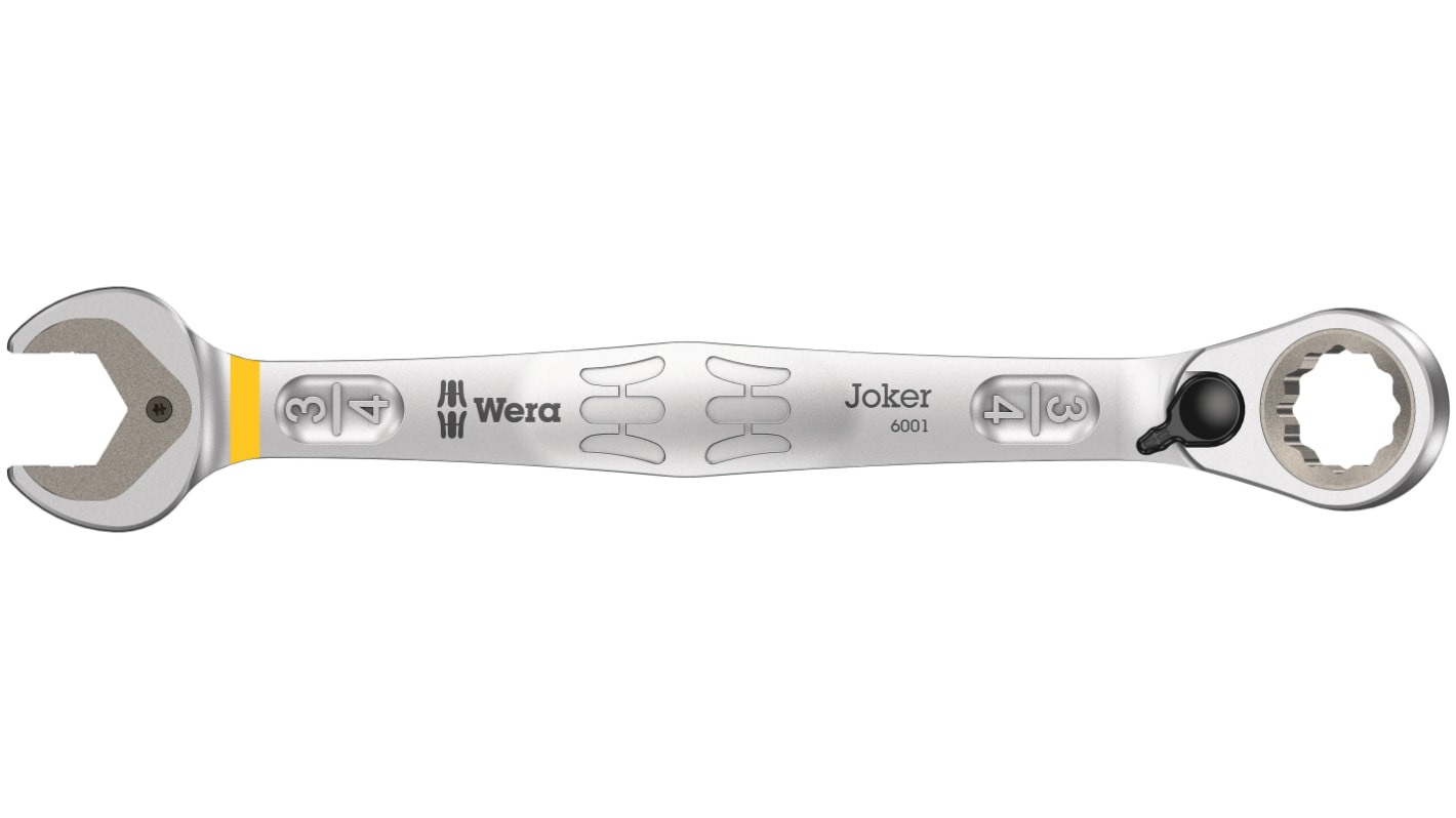 Wera Joker Series Combination Ratchet Spanner, 3/4in, Imperial, Double Ended, 246 mm Overall