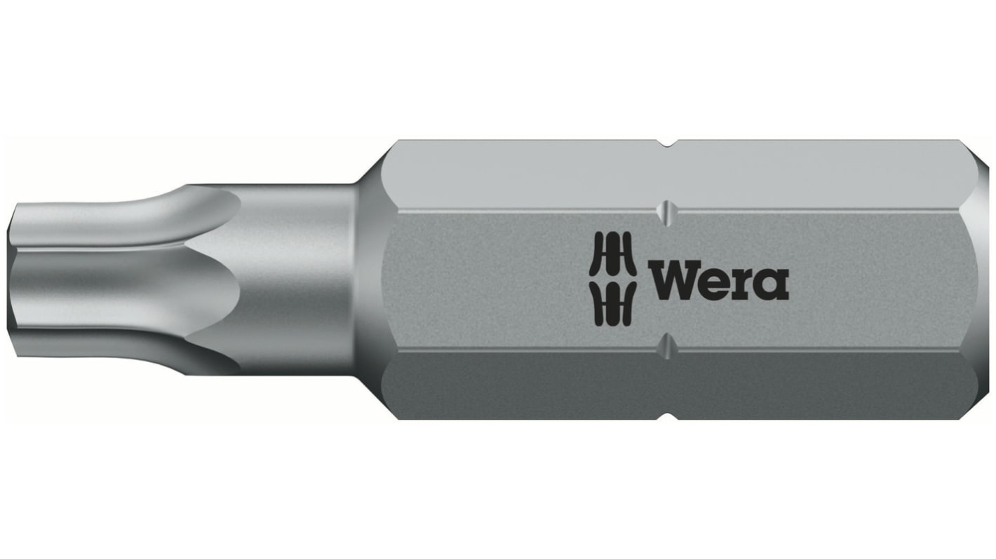 Wera Tamperproof Torx Screwdriver Bit, T7 Tip, 25 mm Overall