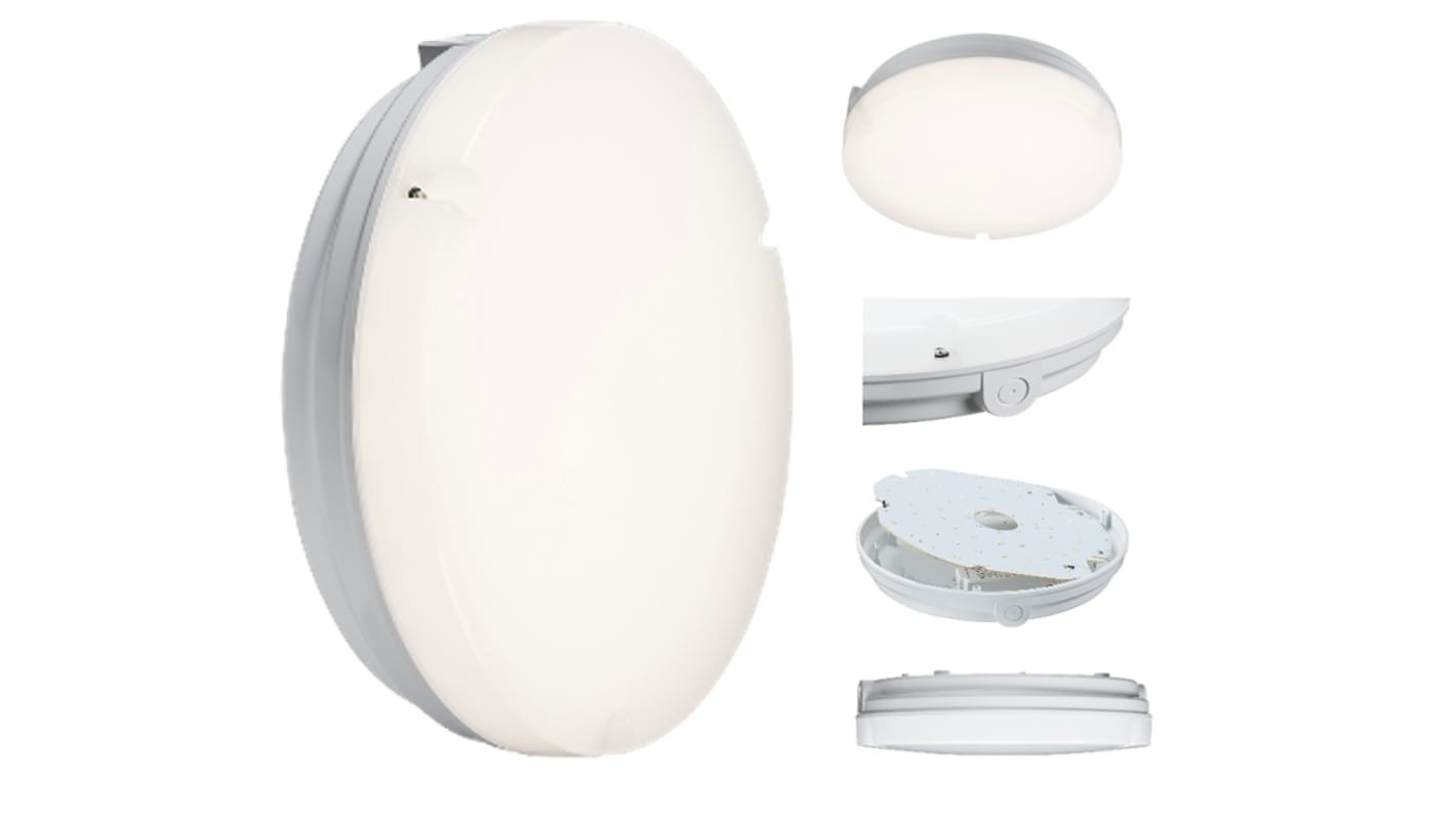 Knightsbridge Round LED Bulkhead Light, 14 W, 230 V ac, Lamp Supplied, IP65, TPR