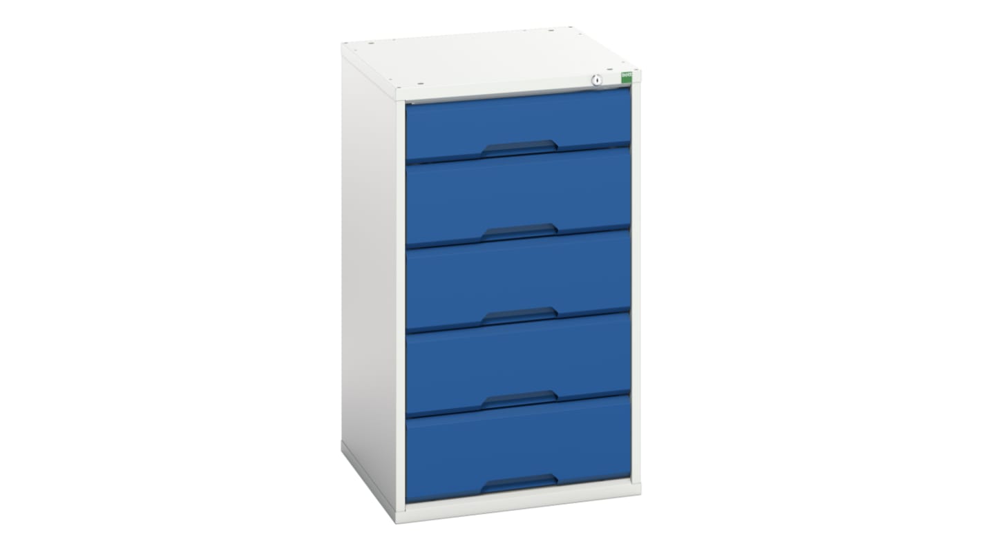 Bott 5 Drawer Storage Unit, Steel, 900mm x 525mm x 550mm, Blue, Grey