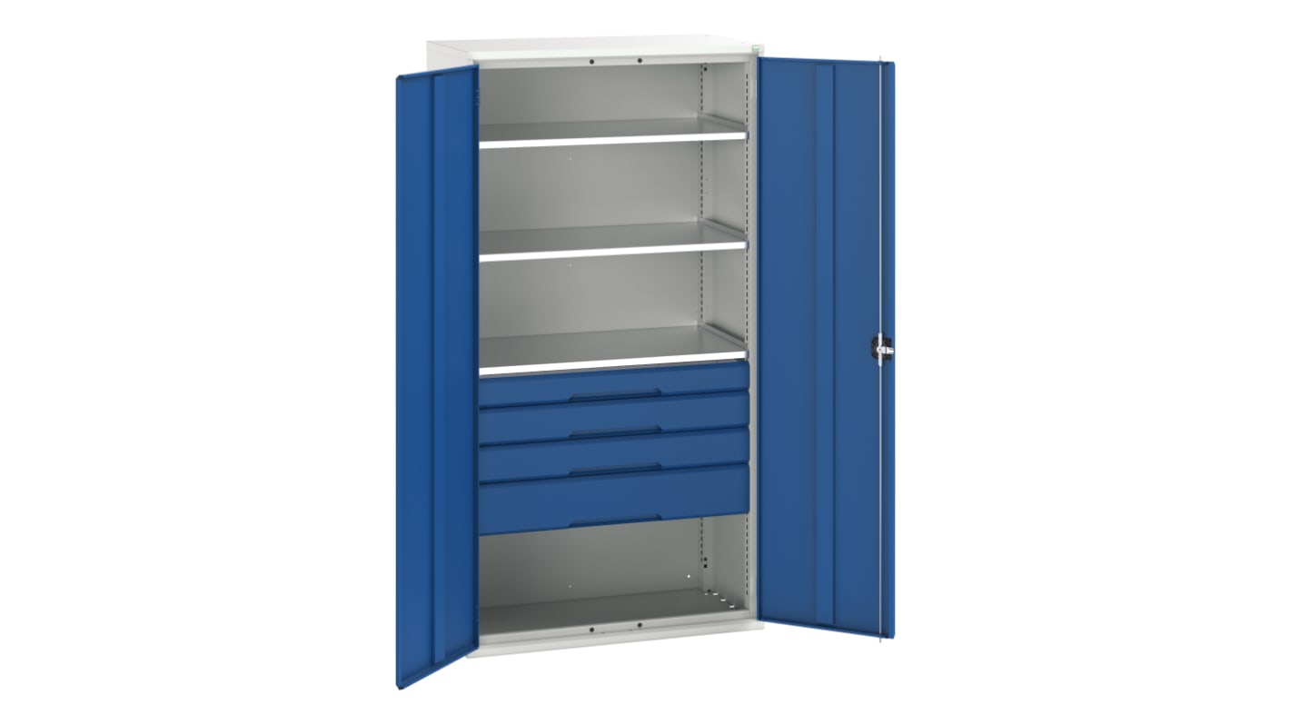 Armadietto Bott in Acciaio, 1050 x 550 x 2000mm, 3 ripiani, 2 cassetti, Bloccabile