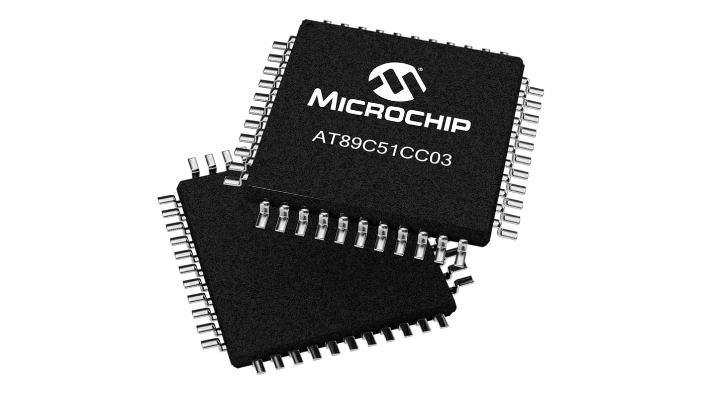 Microchip, 8bit 80C51, AT89 Microcontroller, 40 MHz, 60 MHz, 64 kB Flash, 44-Pin VQFP