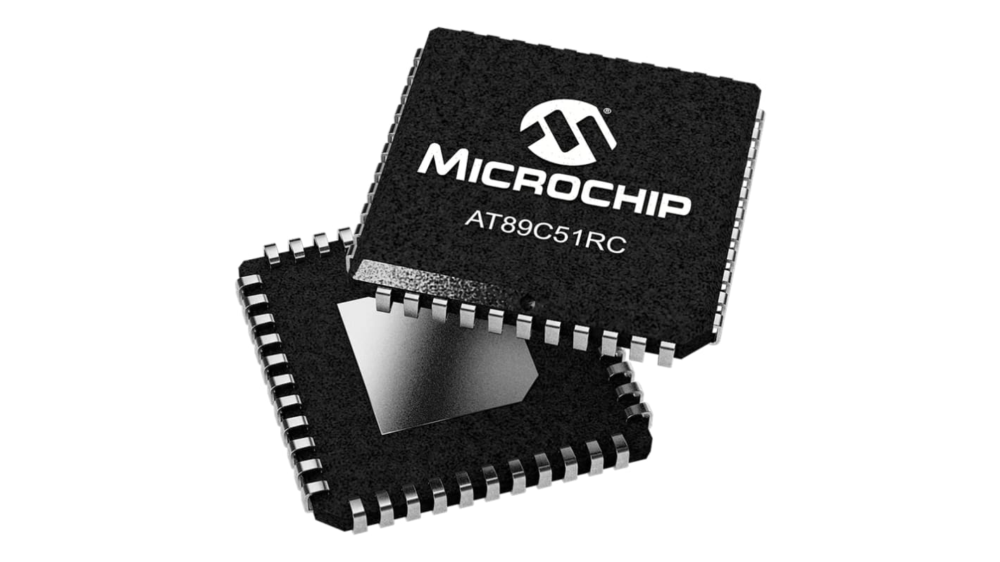 Microcontrollore Microchip, 80C51, PLCC, AT89, 44 Pin, Montaggio superficiale, 8bit, 24MHz