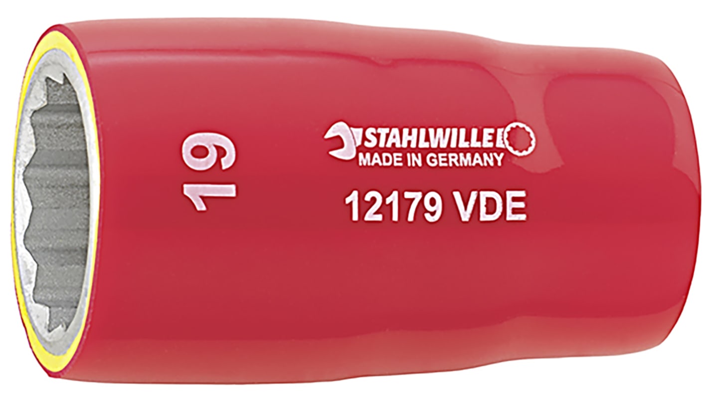 STAHLWILLE 1/2 in Drive 17mm Insulated Standard Socket, 12 point, VDE/1000V, 56 mm Overall Length