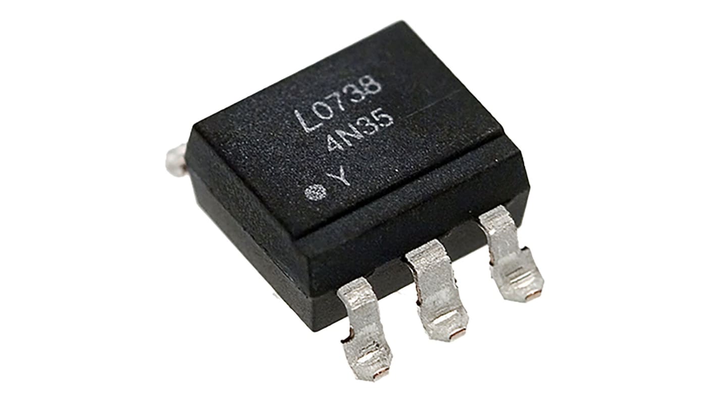 Lite-On, 4N35S-TA1 DC Input Transistor Output Optocoupler, Surface Mount, 6-Pin PDIP