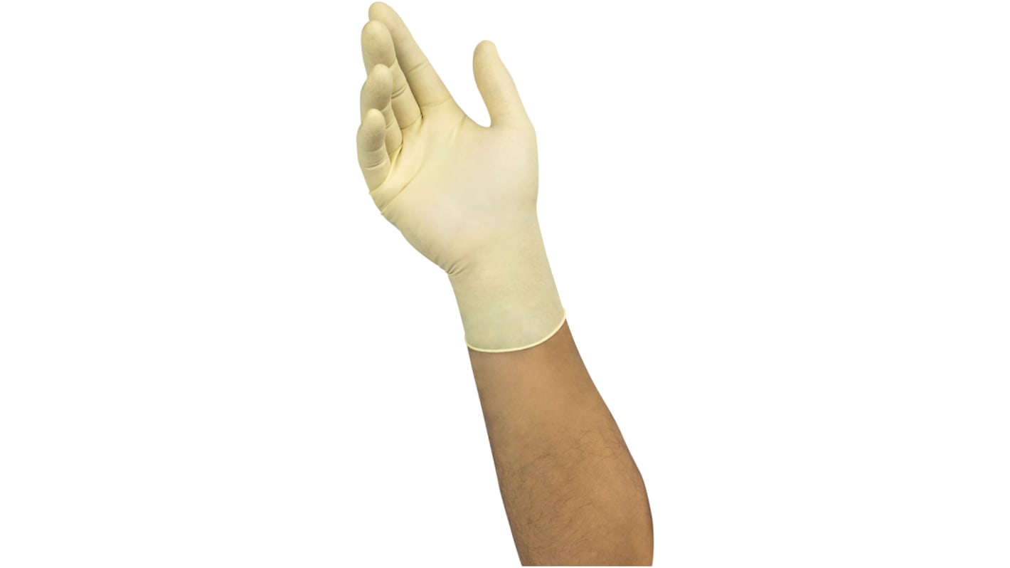 Ansell Microflex White Powder-Free Latex Disposable Gloves, Size 7.5, Medium, Food Safe, 100 per Pack