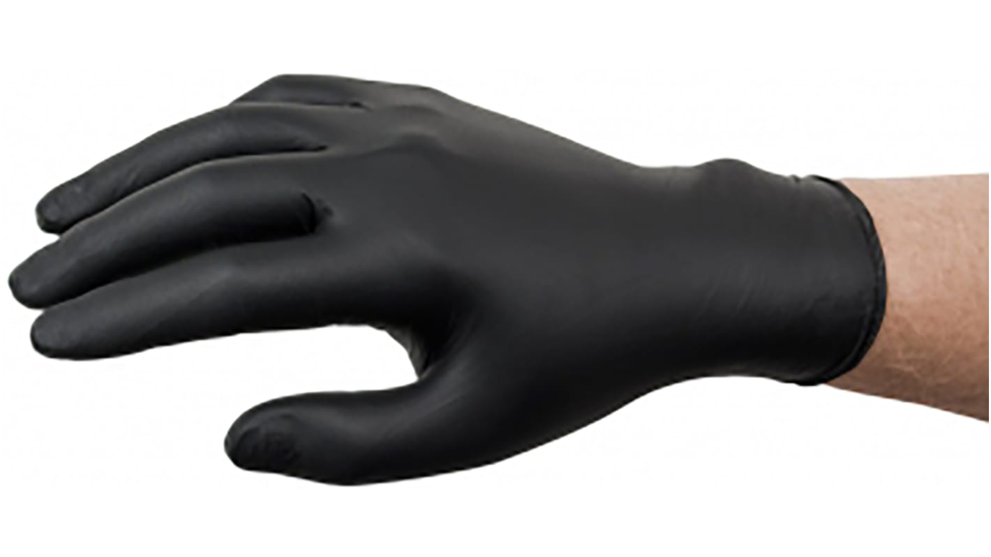 Ansell 93-852 Black Powder-Free Nitrile Disposable Gloves, Size 9.5-10, XL, 100 per Pack