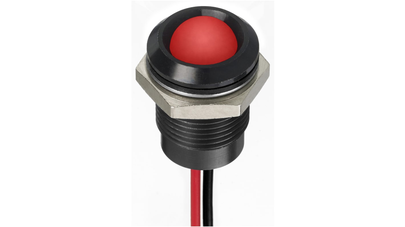 Indicatore da pannello RS PRO Rosso  a LED, 1.8 → 3.3V cc, IP67, Sporgente, foro da 14mm
