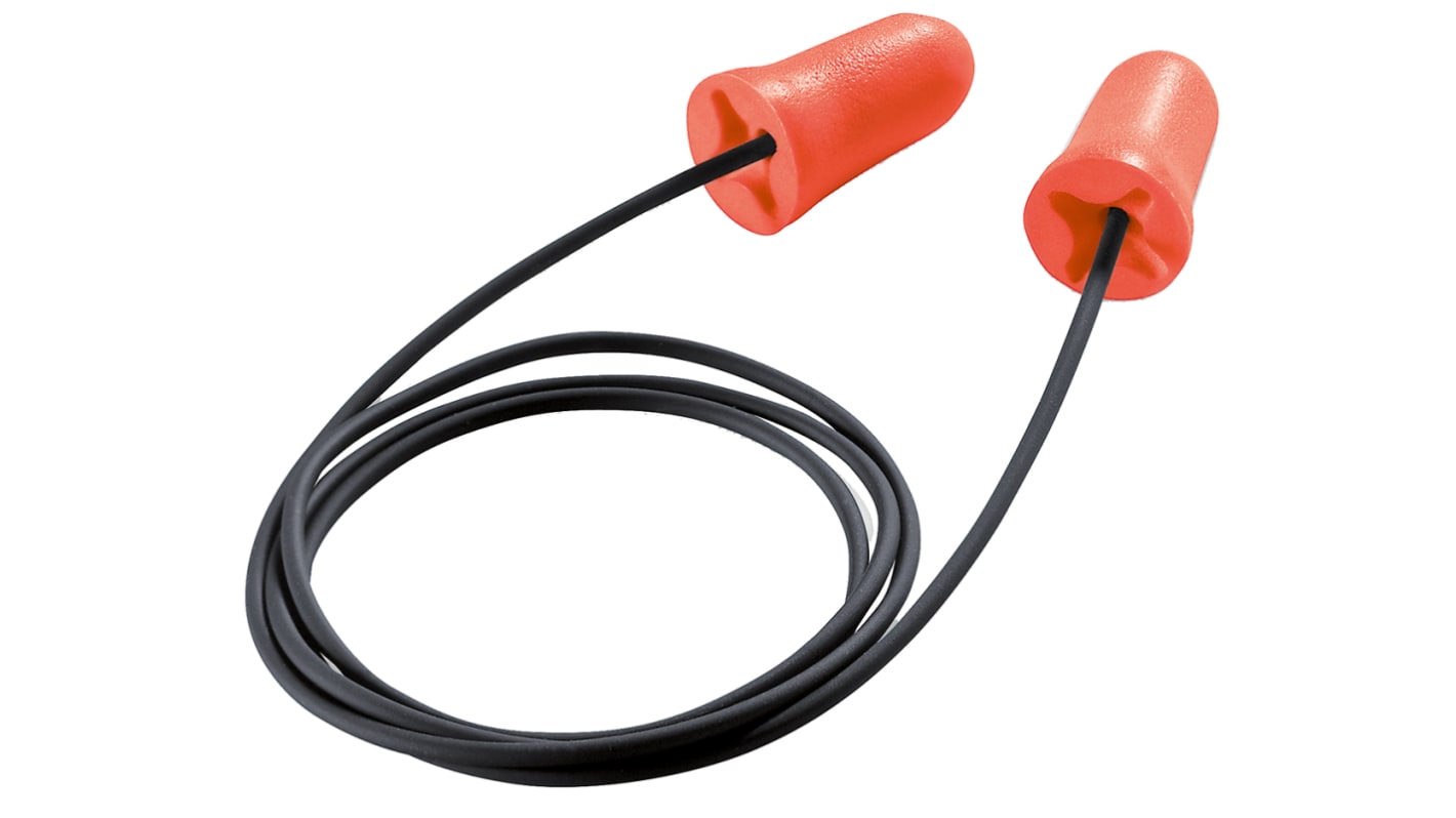 Uvex com4-fit Series Black, Orange Disposable Corded Ear Plugs, 33dB Rated, 100 Pairs