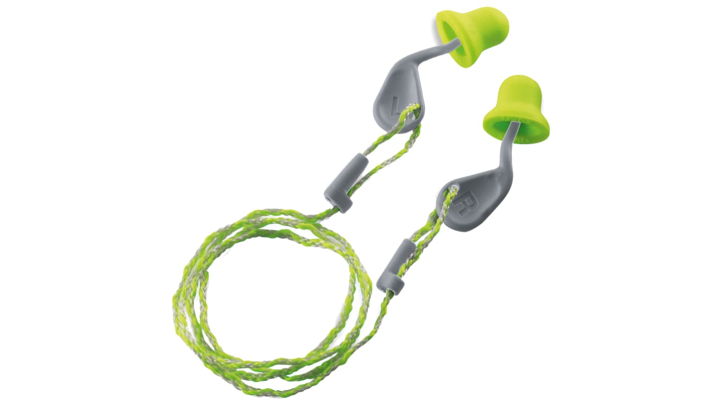 Uvex xact-fit Series Grey, Yellow Disposable Corded Ear Plugs, 26dB Rated, 50 Pairs