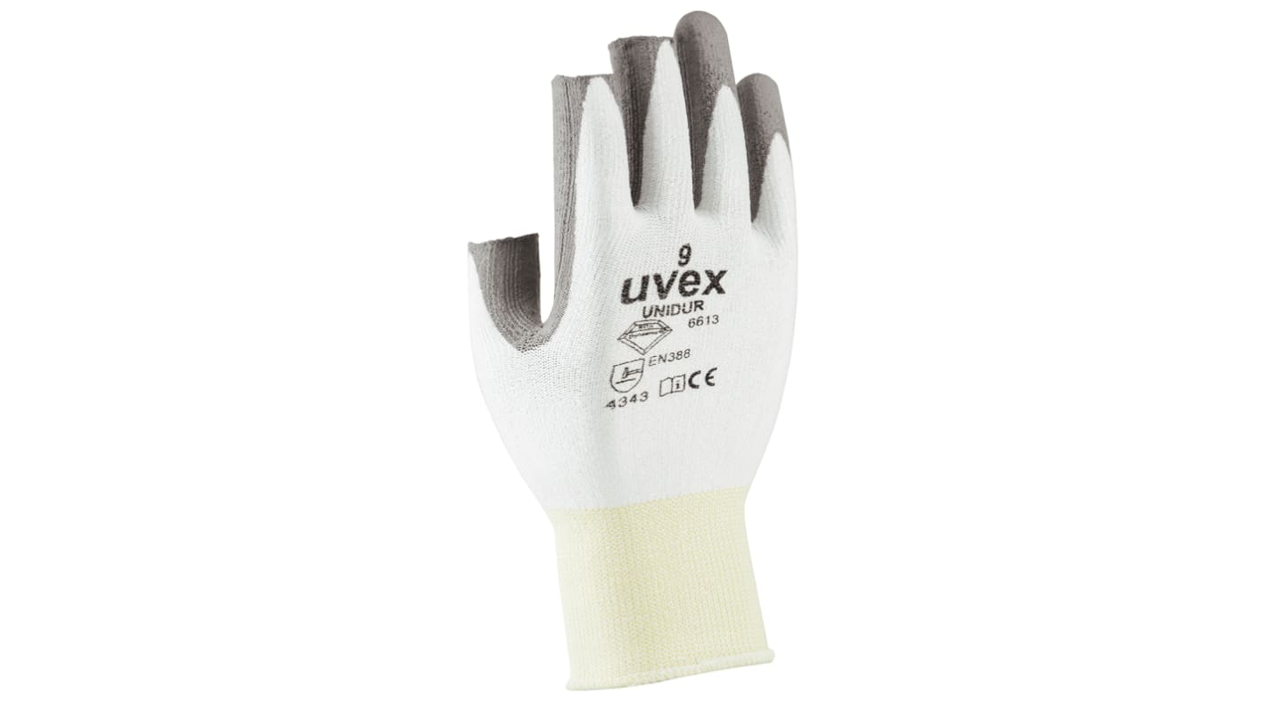 uvex unidur 6613 White HPPE Cut Resistant Work Gloves, Size 9, Polyurethane Coating
