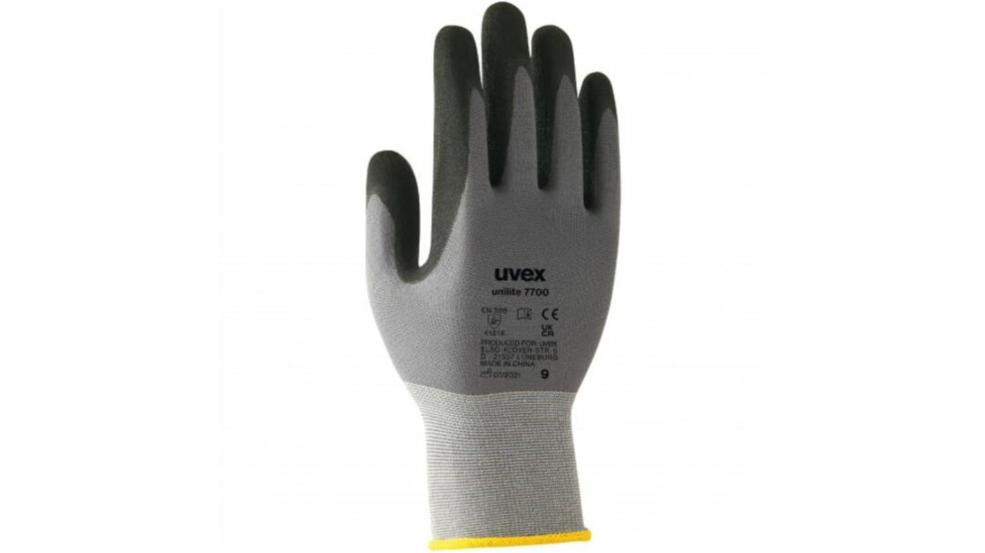 Uvex Unilite 7700 Arbeitshandschuhe, Größe 7, Allgemeine Anwendungen, Elastan, Polyamid Grau 1Paar Stk.