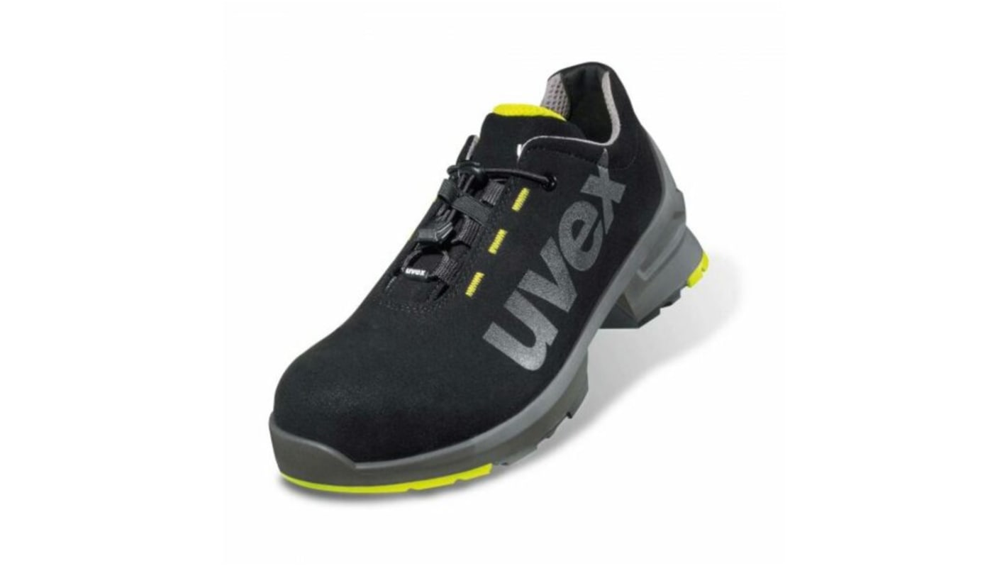 Uvex Unisex Sicherheitshalbschuhe Schwarz, Grau, Gelb, mit Zehen-Schutzkappe EN 20345 S2, Größe 45 / UK 10,5, ESD-sicher