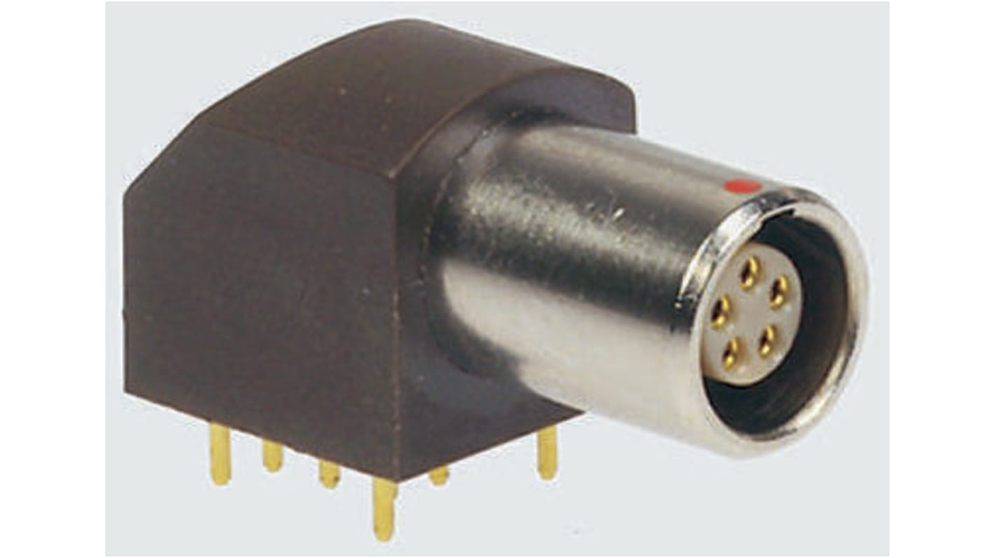 Lemo Circular Connector, 5 Contacts, Panel Mount, Socket, Female, IP50, 0B Series