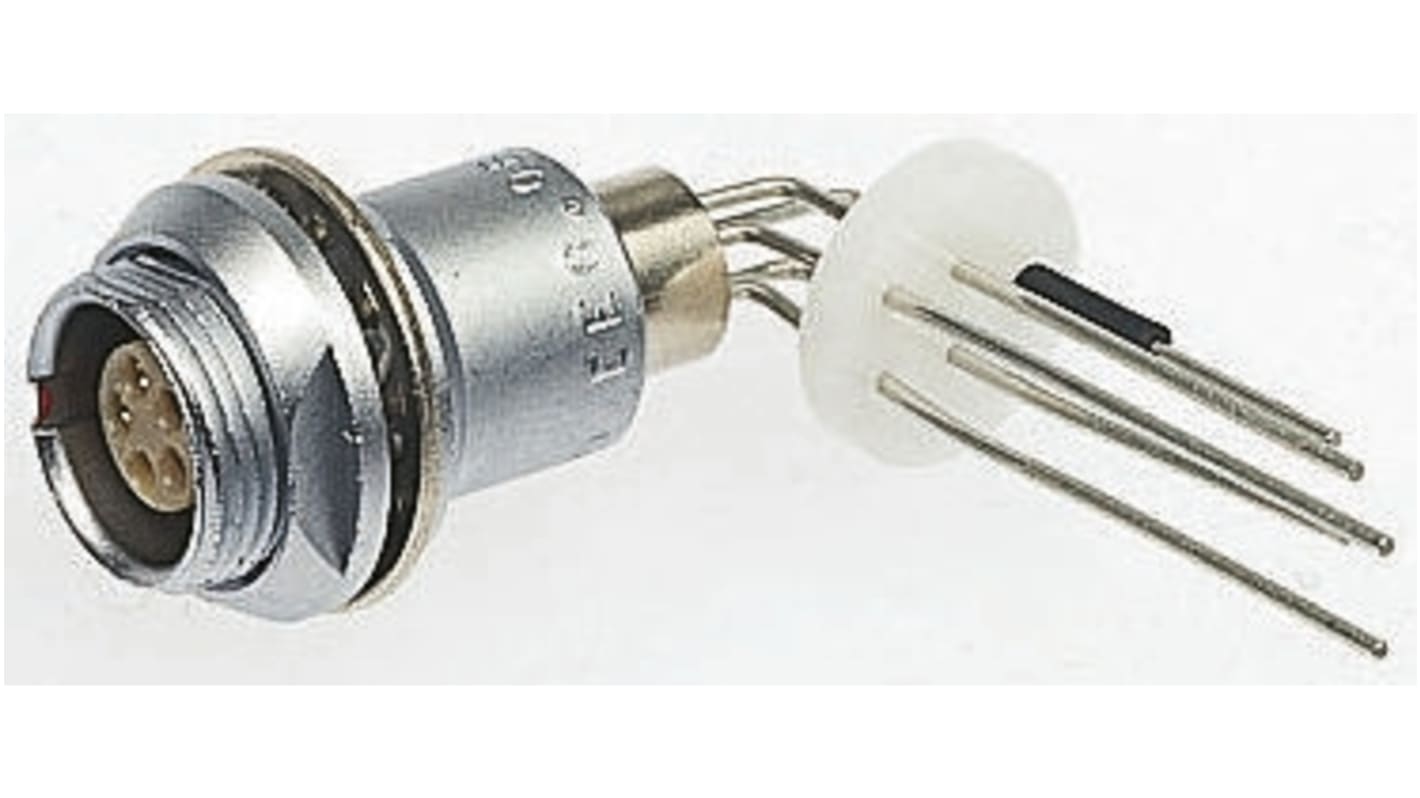 Lemo Circular Connector, 5 Contacts, Panel Mount, Socket, Female, IP50, 0B Series